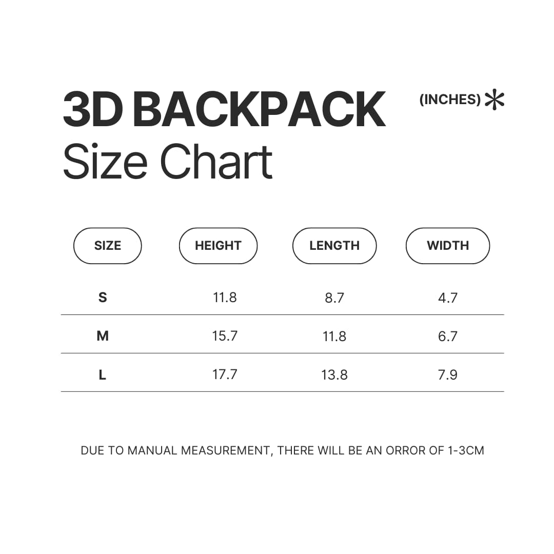 3D Backpack Size Chart - Cookie Run Kingdom Store