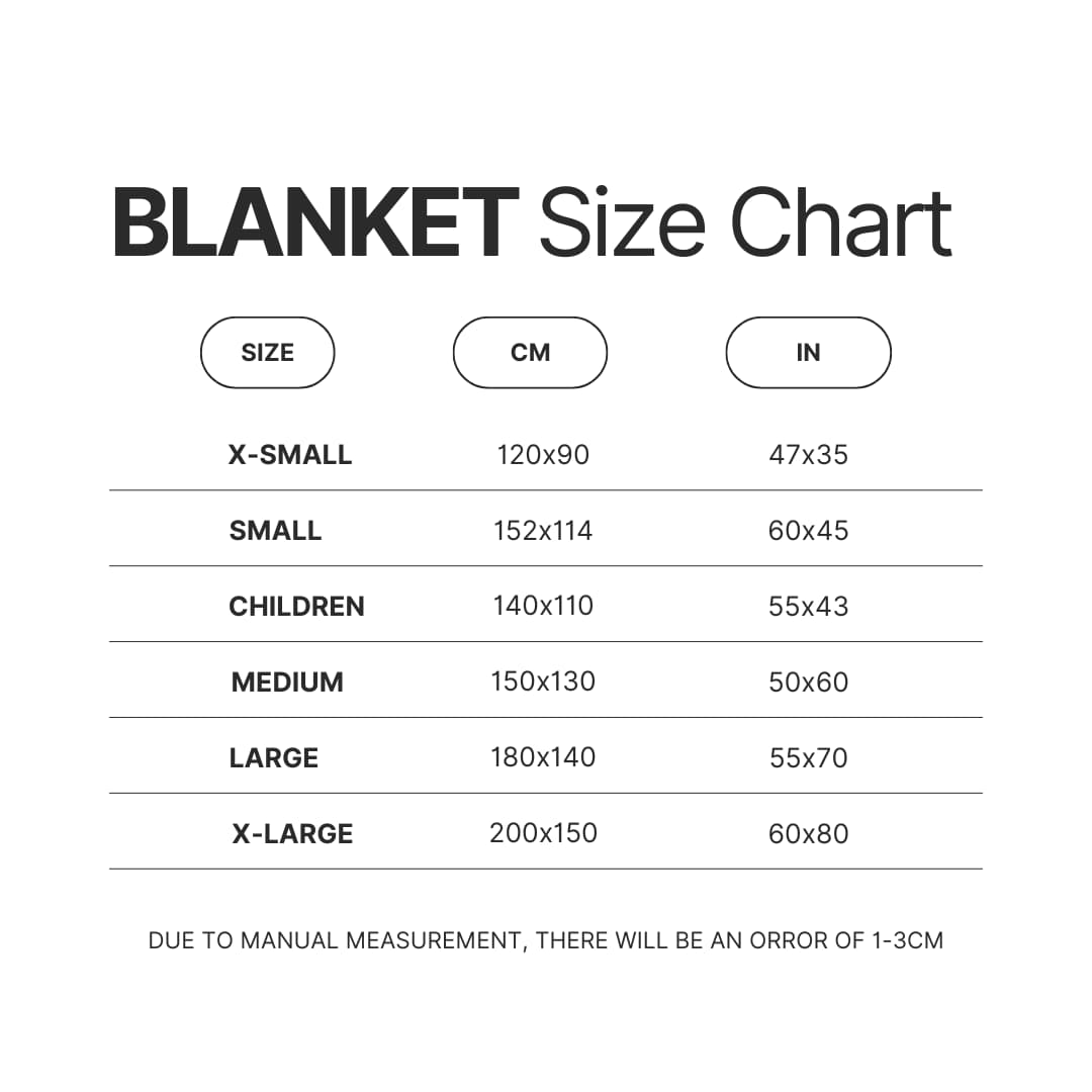 Blanket Size Chart - Cookie Run Kingdom Store