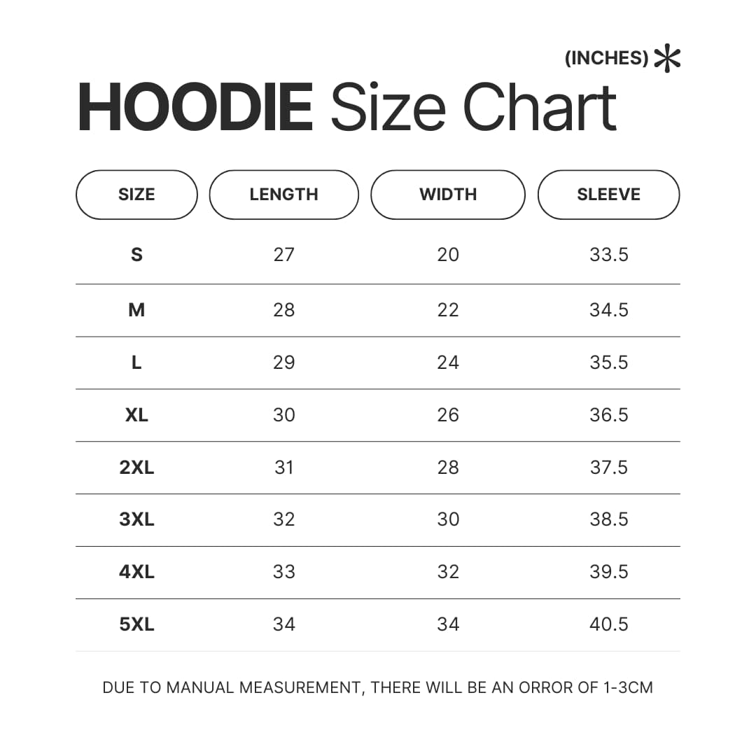 Hoodie Size Chart - Cookie Run Kingdom Store