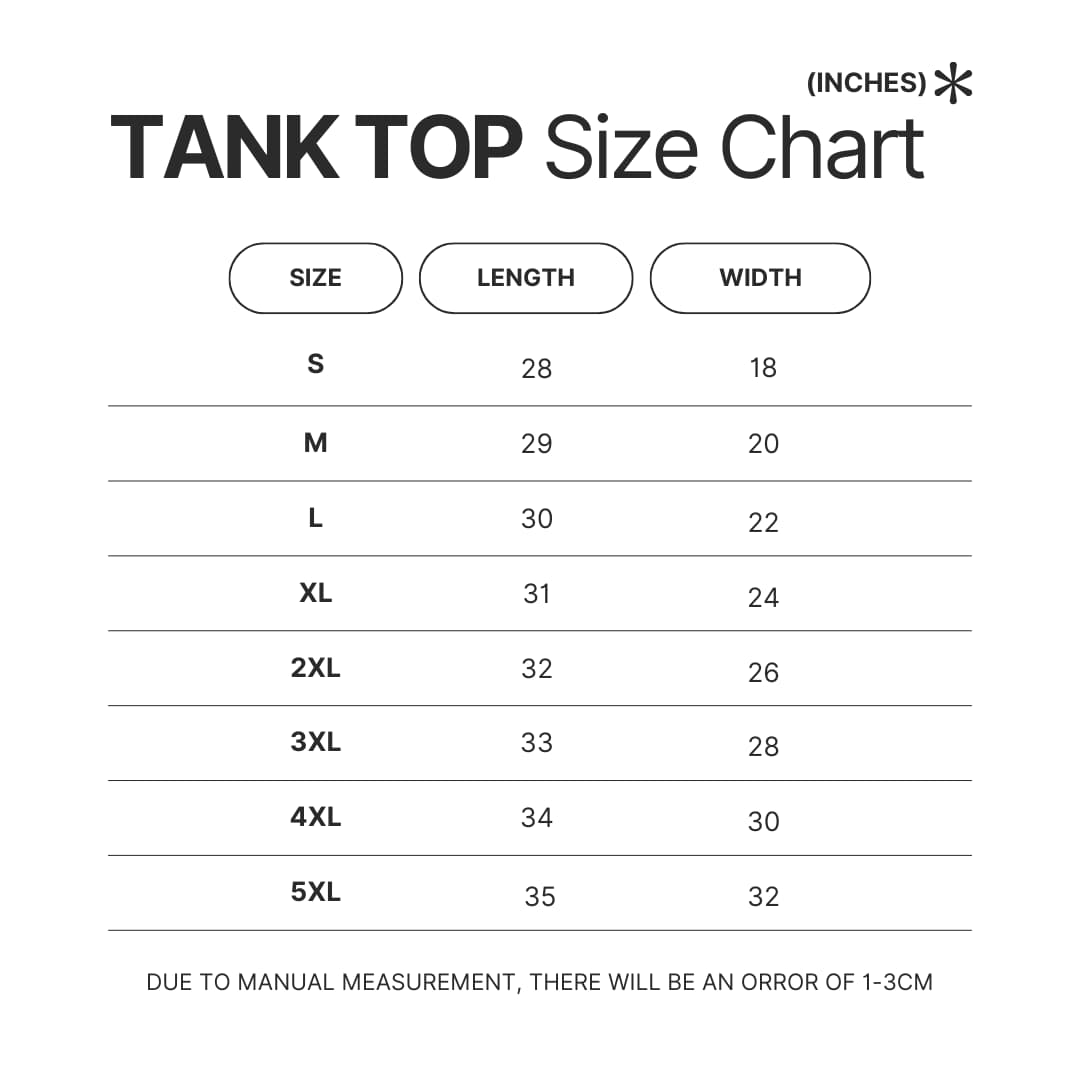 Tank Top Size Chart - Cookie Run Kingdom Store