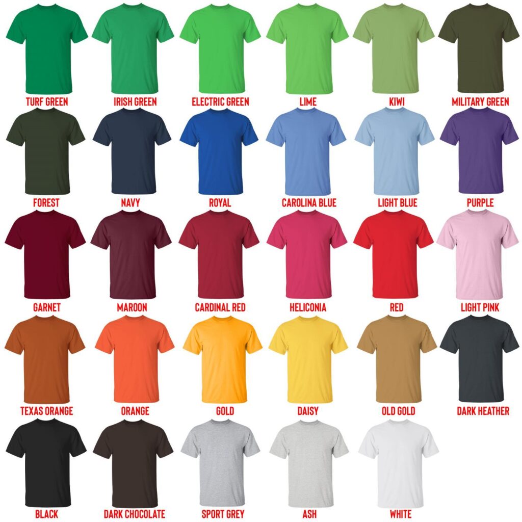 t shirt color chart 1 - Cookie Run Kingdom Store