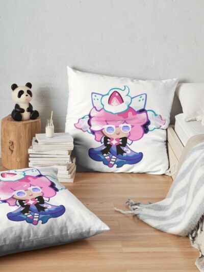 Strawberry Crepe Cookie ! Cookie Run Kingdom Throw Pillow Official Cookie Run Kingdom Merch