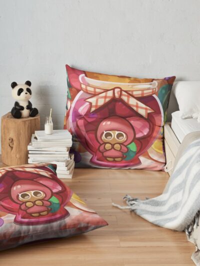 Strawberry Cookie ! Cookie Run Kingdom Throw Pillow Official Cookie Run Kingdom Merch