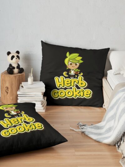 Herb Cookie - Cookie Run Kingdom Throw Pillow Official Cookie Run Kingdom Merch