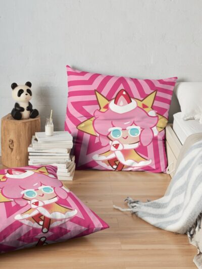 Strawberry Crepe Cookie! Cookie Run Kingdom Throw Pillow Official Cookie Run Kingdom Merch