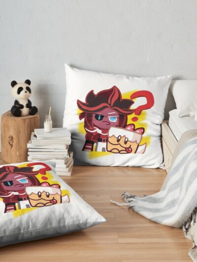 Cookie Run Kingdom Red Velvet Cookie Line Sticker Throw Pillow Official Cookie Run Kingdom Merch