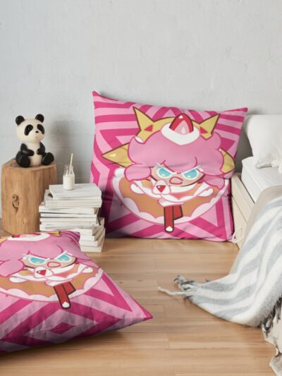 Strawberry Crepe Cookie! Cookie Run Kingdom Throw Pillow Official Cookie Run Kingdom Merch