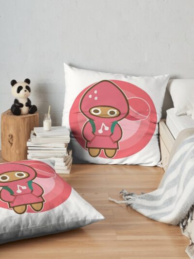 Strawberry Cookie Run Kingdom Pink Cookie With Circles Throw Pillow Official Cookie Run Kingdom Merch