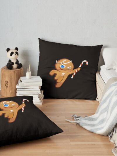 Gingerbrave Smirk! Cookie Run Ovenbreak Throw Pillow Official Cookie Run Kingdom Merch