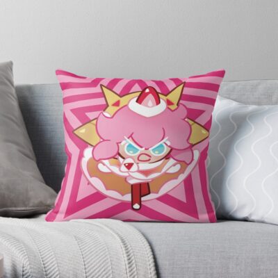 Strawberry Crepe Cookie! Cookie Run Kingdom Throw Pillow Official Cookie Run Kingdom Merch