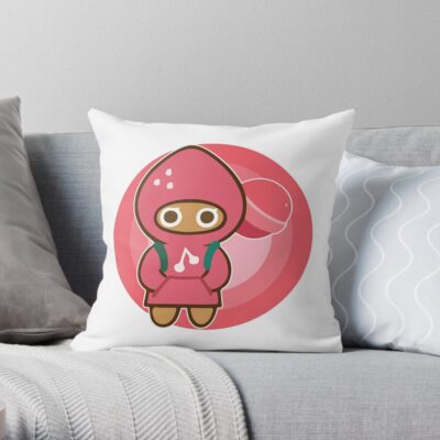 Strawberry Cookie Run Kingdom Pink Cookie With Circles Throw Pillow Official Cookie Run Kingdom Merch