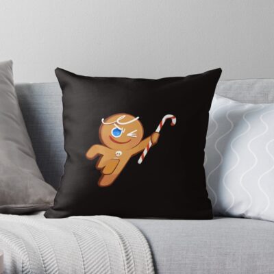 Gingerbrave Smirk! Cookie Run Ovenbreak Throw Pillow Official Cookie Run Kingdom Merch